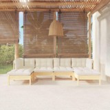 VidaXL Set mobilier grădină cu perne crem, 6 piese, lemn masiv de pin 3097079