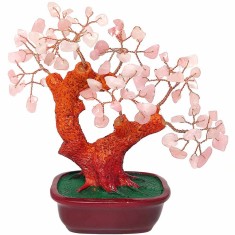 Copac cu pietre semipretioase Cuart Roz, piatra dragostei, ghiveci 16 cm