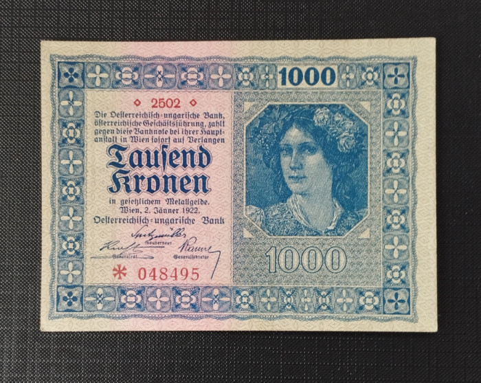 AUSTRIA 1000 KRONER -1922-P-78 UNC