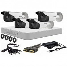 Sistem supraveghere video Hikvision 4 camere 2MP FULLHD 1080p IR 40m + accesorii instalare foto