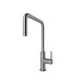 Cumpara ieftin Baterie Bucatarie GoodHome Kamut Inox Monocomanda Pipa Pivotanta, Cartus Ceramic 35mm, Debit Ajustabil, Alama