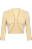 Cardigan scurt de damă, bolero, cu m&acirc;neci 3/4, tricotat, elegant, din bumbac, decolteu &icirc;n V