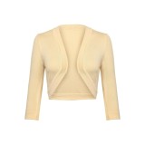 Cardigan scurt de damă, bolero, cu m&acirc;neci 3/4, tricotat, elegant, din bumbac, decolteu &icirc;n V