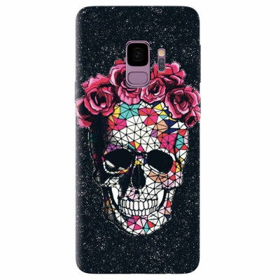 Husa silicon pentru Samsung S9, Colorful Skull Roses Space foto