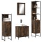 Set mobilier de baie, 4 piese, stejar fumuriu, lemn prelucrat