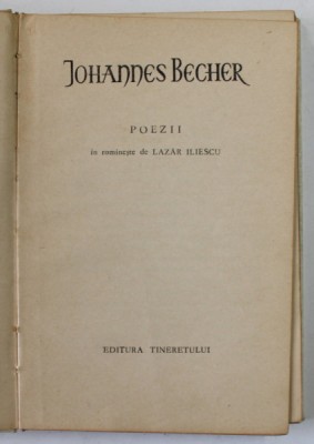 JOHANNES BECHER , POEZII , 1962 foto