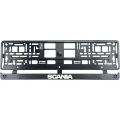 Set 2 bucati, suport numar inmatriculare Carbon, Scania