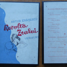 Artur Enasescu , Revolta zeului ; Versuri , Editura Boema , 1946 , editia 1