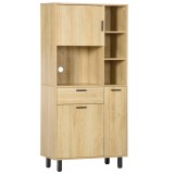 HOMCOM Bufet de bucătărie șifonier de bucătărie cu multi-stocare, cu un sertar, 3 dulapuri, 4 nișe și pas-cabluri &icirc;nălțime 166 cm | Aosom Romania