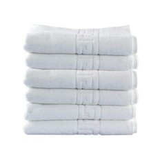 Set de 6 prosoape baie pentru hotel, bumbac 100%, 550gsm, Valentini Bianco, 50x100cm, Greek border