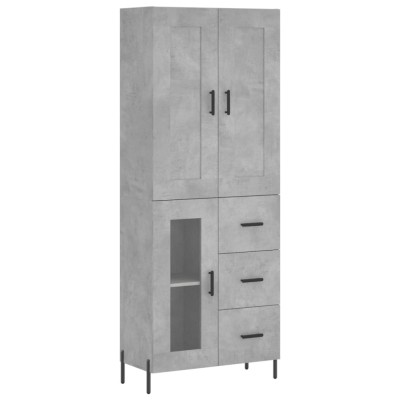 Dulap inalt, gri beton, 69,5x34x180, lemn compozit foto