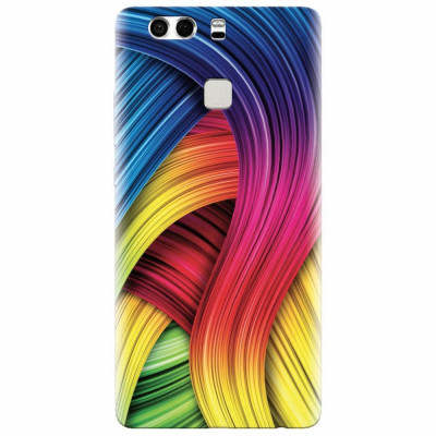 Husa silicon pentru Huawei P9 Plus, Curly Colorful Rainbow Lines Illustration foto