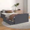VidaXL Cadru de pat cu sertare, gri &icirc;nchis, 90x200 cm, lemn de pin