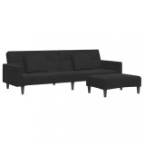 Cumpara ieftin Canapea extensibila cu taburet, 2 locuri, negru, catifea