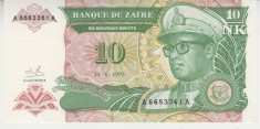 B11 5 - Bancnota foarte veche - Zair - 10 zaires - 1993