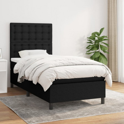 vidaXL Pat box spring cu saltea, negru, 80x200 cm, textil 3142051 foto
