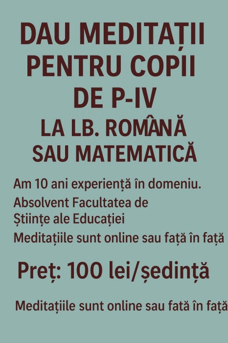 Meditații elevi pentru clasele pregatitoare-IV