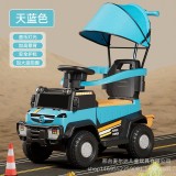Children&#039;s electric car four-wheel remote control beach car-color: blue [electric model] early education + Bluetooth + push handle + car cover + remot