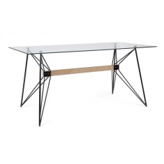 Masa cu picioare din fier negru si sticla Primary 160x80x75 cm