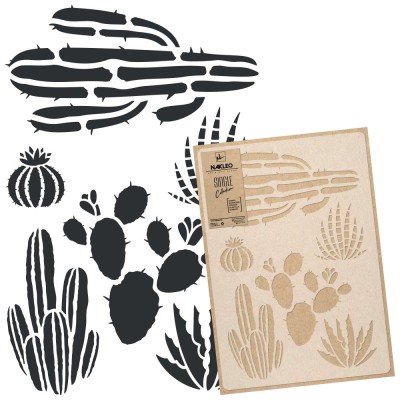 Șablon din plastic reutilizabil // DESERT - CACTUSI - MEDIU (43x64cm) foto