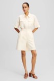 Karl Lagerfeld pantaloni scurți din in femei, culoarea bej, uni, high waist, A2W10015