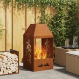 VidaXL Vatră de foc, 50x50x100 cm, oțel corten