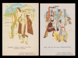 1946 Lot de 2 cartoane ilustrate de propaganda comunista editate de Partidul Comunist Rom&acirc;n, grafica Marvan