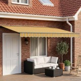 vidaXL Marchiza Electrica Retractabila Galben Gri 4x3m Design Semi-Casetat Protectie UV Telecomanda Aluminiu Poliester