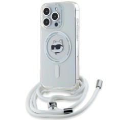Husa pentru iPhone 14 Pro Max - Karl Lagerfeld IML MagSafe (KLHMP14XHCCHNT) - Transparent Choupette Head&amp;Cord