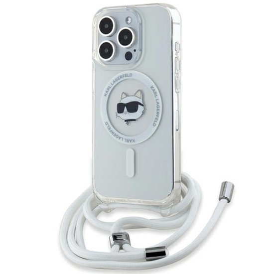 Husa pentru iPhone 14 Pro Max - Karl Lagerfeld IML MagSafe (KLHMP14XHCCHNT) - Transparent Choupette Head&amp;Cord