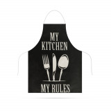 Șorț de bucătărie &ndash; 68 x 52 cm &ndash; My kitchen, My rules! (negru)