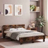 VidaXL Cadru de pat cu tăblie și LED, stejar fumuriu, 120x190 cm 3207578