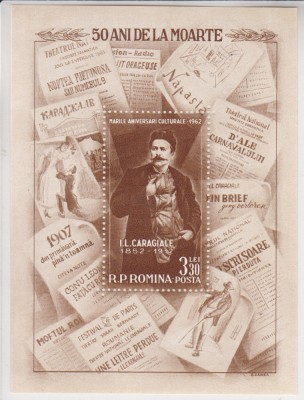 ROMANIA 1961 LP 540 - 50 ANI MOARTEA LUI IOAN LUCA CARAGIALE COLITA MNH foto