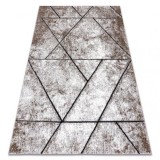 Covor modern COZY 8872 Wall, geometric, triunghiurile - structural două niveluri de l&acirc;nă braun, 80x150 cm, Dreptunghi, Lana
