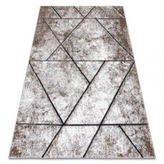 Covor modern COZY 8872 Wall, geometric, triunghiurile - structural două niveluri de l&acirc;nă braun, 80x150 cm