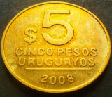 Cumpara ieftin Moneda 5 PESOS - URUGUAY, anul 2008 *cod 3089 - frumoasa!, America Centrala si de Sud