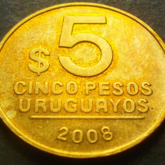 Moneda 5 PESOS - URUGUAY, anul 2008 *cod 3089 - frumoasa!
