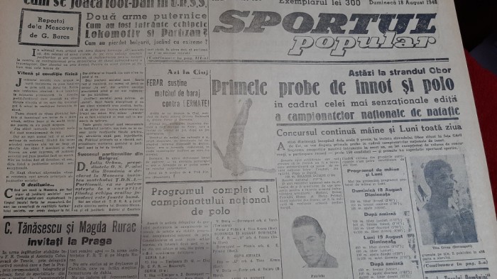 Ziar Sportul Popular 18 08 1946