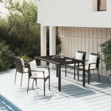 VidaXL Set mobilier de grădină cu perne, 5 piese, negru, poliratan