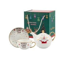 Set de ceai Flippy, Tematica Craciun, Model Mos Craciun, pentru o Persoana, 15.3x 11 cm, Alb foto