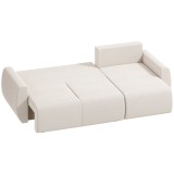HOMCOM Canapea extensibilă cu chaise-longue reversibilă, canapea 3 locuri &icirc;n formă L din velur sintetic, alb crem | Aosom Romania