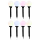 VidaXL Lămpi solare de exterior cu LED, 8 buc., 15 cm, RGB, sferic