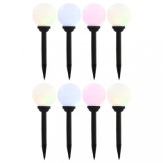 vidaXL Lămpi solare de exterior cu LED, 8 buc., 15 cm, RGB, sferic