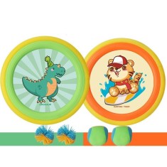 Set Interactiv Frisbee, pentru Copii, 2 Palete Elastice, Diametru 30 cm, 4 Mingi, + 3 Ani, Design Animat, Multicolor foto