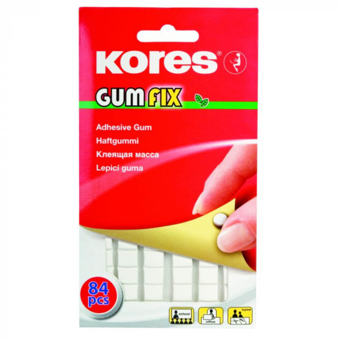 Set 84 Bucati Guma Adeziva Gumfix Kores, Alb, Fara Solvent, Adeziv Guma, Guma de Lipit, Guma Adeziv Perete, Lipici pentru Perete, Adeziv pentru Perete