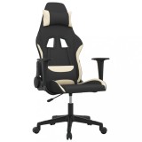 Cumpara ieftin Scaun de gaming cu masaj, negru si crem, material textil