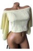 Top galben cu m&acirc;neci transparente tip clopot, mărimea S-M, poliester