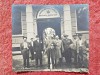 Fotografie tip carte postala, ministrul Voicu Nitescu impreuna cu alte personalitati ale vremii, perioada interbelica