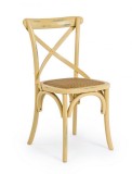 Cumpara ieftin Scaun din lemn ocru cu sezut din rattan maro Cross 50.5x52x87x46 cm