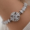 Bratara dama argintie cu cristale albe, stil party, inchidere clips, lungime 19 cm, din aliaj metalic